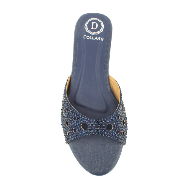 Reem Statement Navy Blue Flat Slippers
