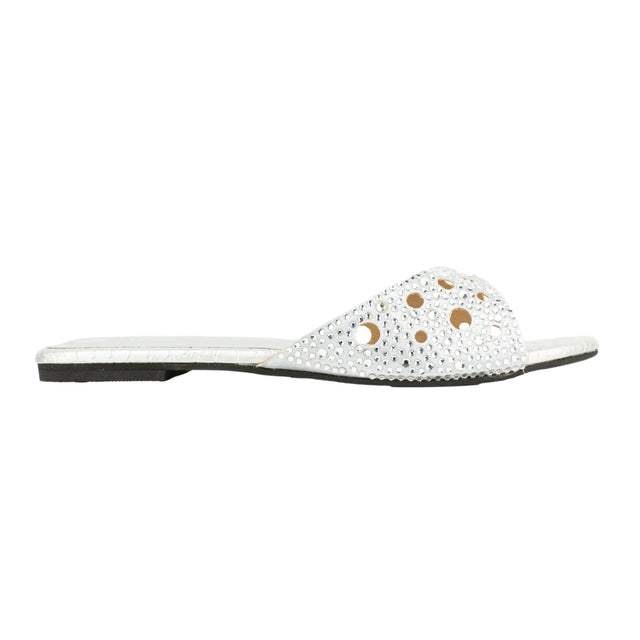 Reem Sleek Silver Flat Slippers