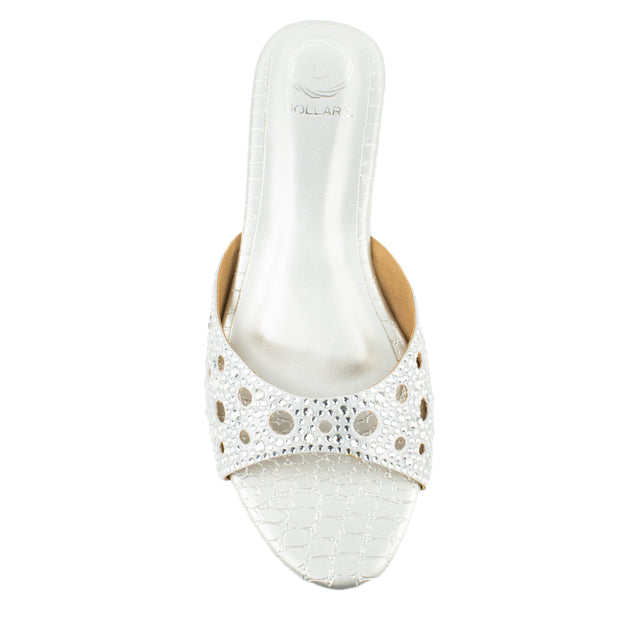 Reem Sleek Silver Flat Slippers