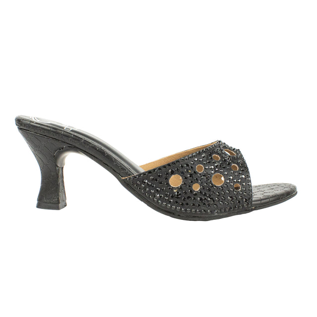 Reem Striking Black Pencil Heel Sandals