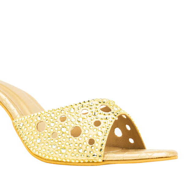 Reem Sophisticated-casual Gold Pencil Heel Sandals