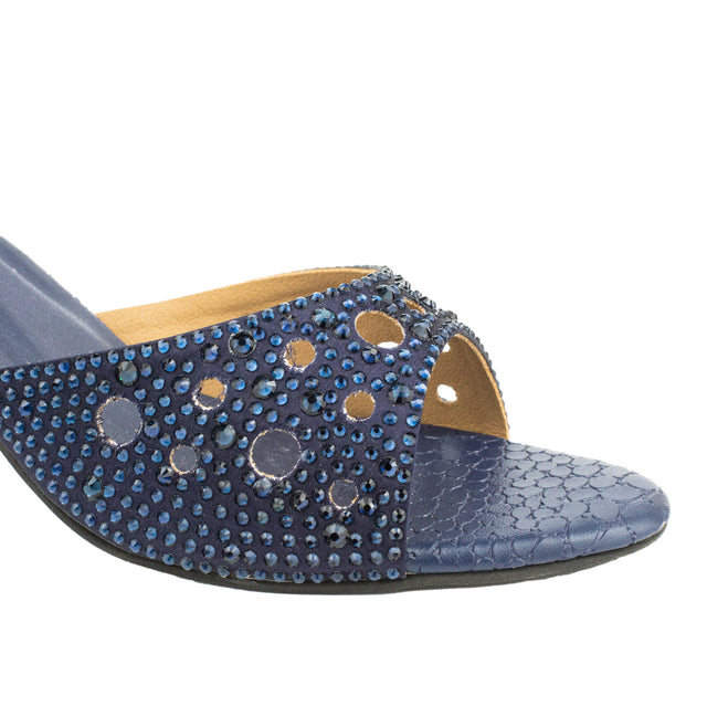 Reem Handmade Navy Blue Pencil Heel Sandals