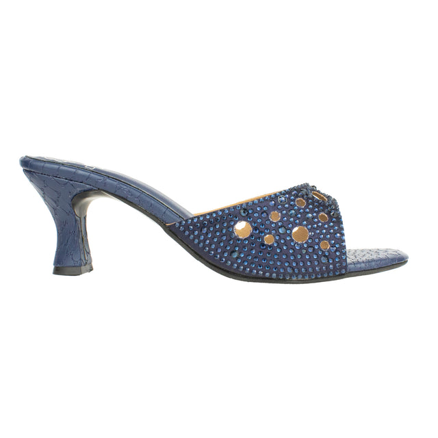 Reem Handmade Navy Blue Pencil Heel Sandals