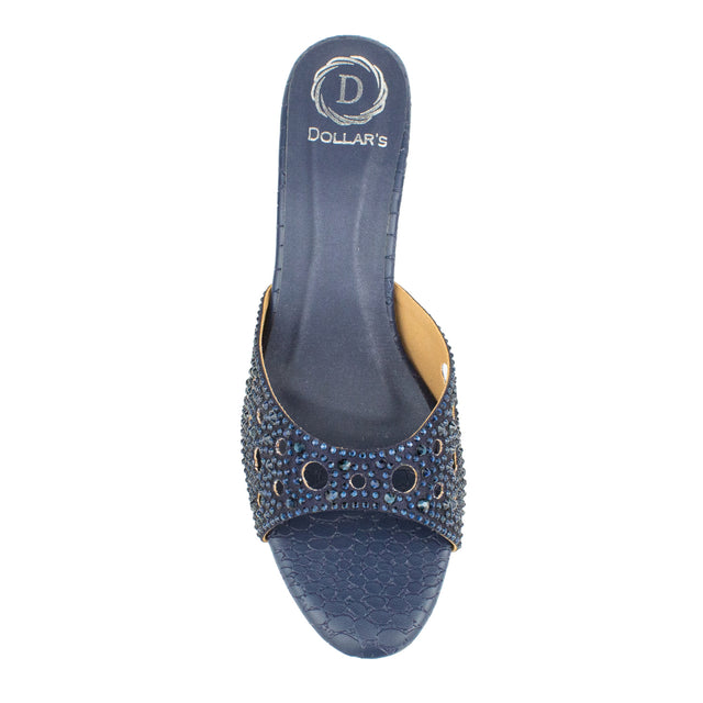 Reem Handmade Navy Blue Pencil Heel Sandals