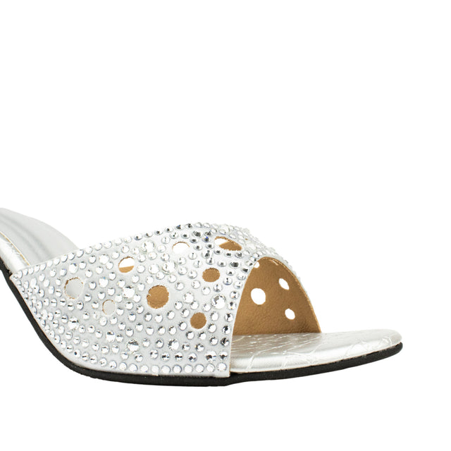 Reem Enchanting Silver Pencil Heel Sandals