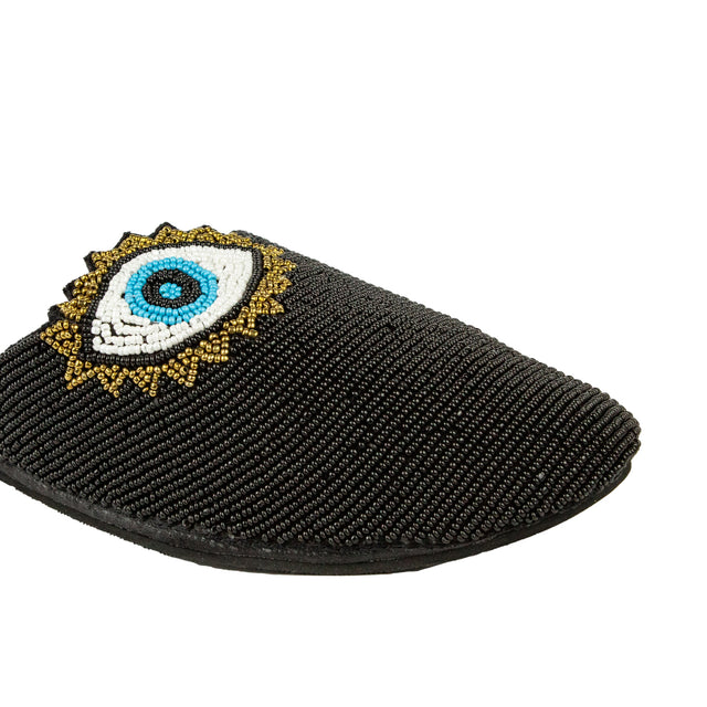 Handcrafted Black Bantoo Flat Slippers