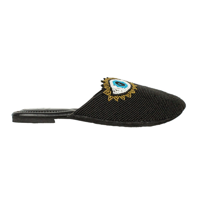 Handcrafted Black Bantoo Flat Slippers