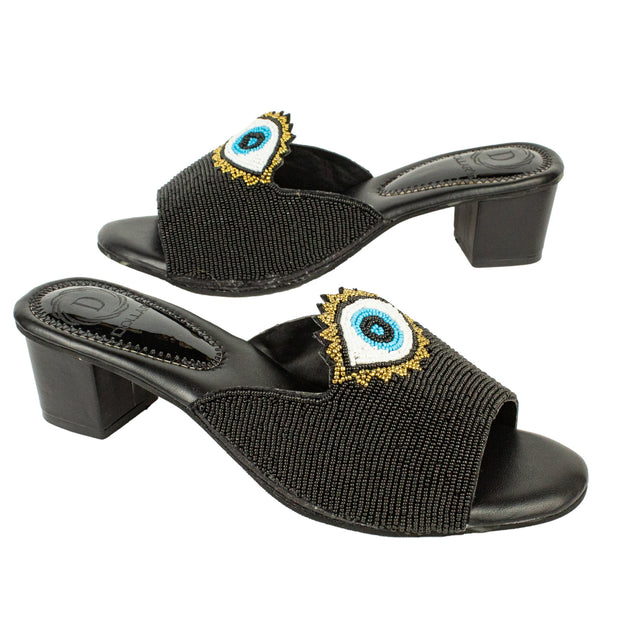 Refined Black Block Heel Sandals