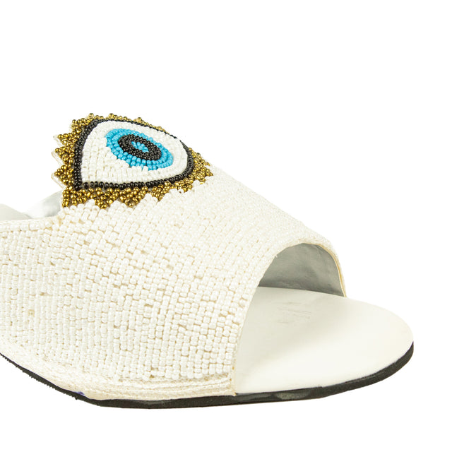 Enchanting White Block Heel Sandals