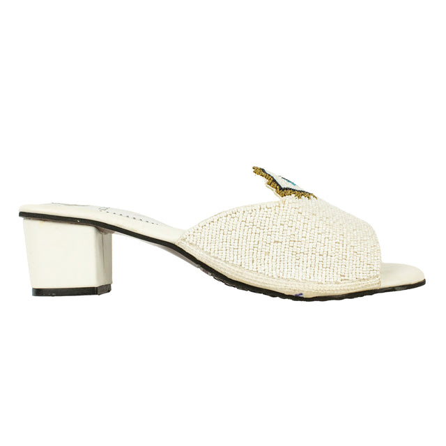 Enchanting White Block Heel Sandals