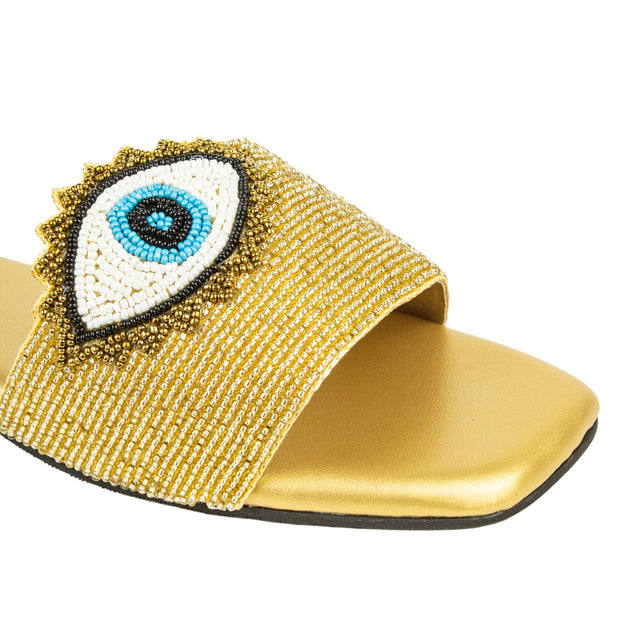 Muna Couture-inspired Gold Flat Slippers