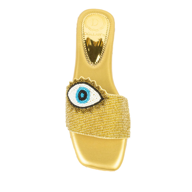 Muna Couture-inspired Gold Flat Slippers