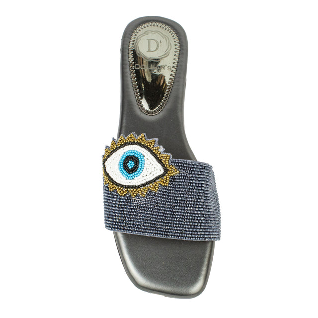 Muna Sleek Grey Flat Slippers