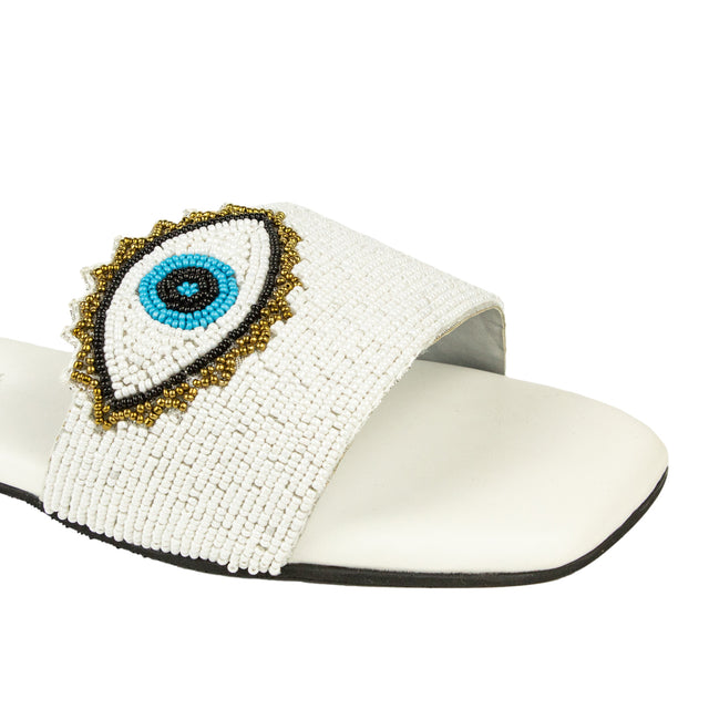 Muna Iconic-fit White Flat Slippers