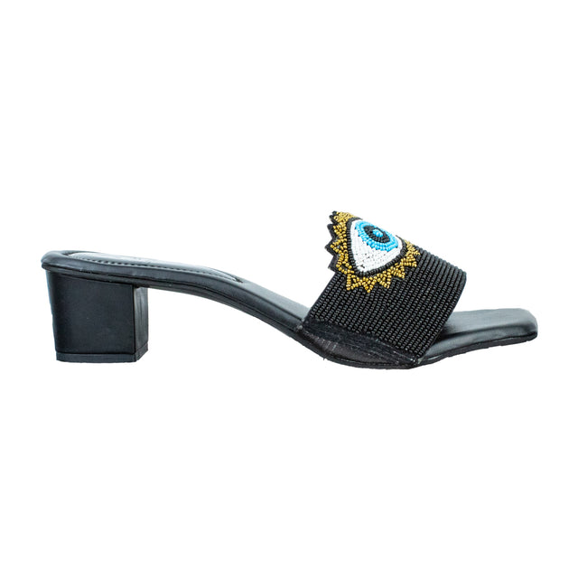 Muna Classic Black Block Heel Sandals