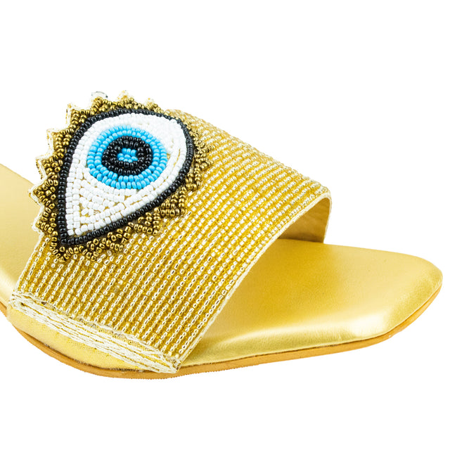Muna Statement Gold Block Heel Sandals