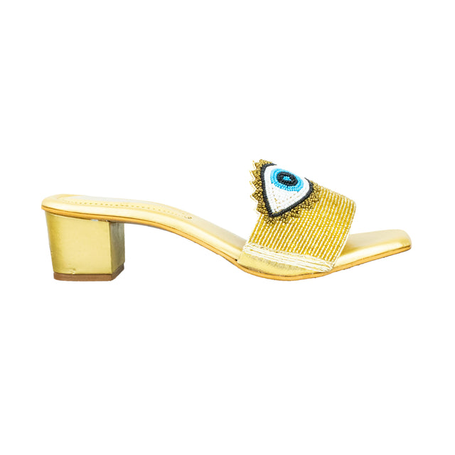 Muna Statement Gold Block Heel Sandals
