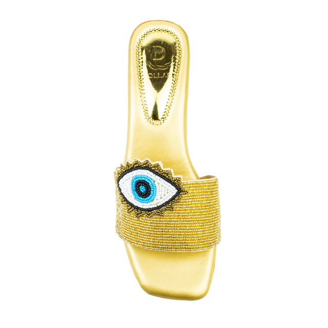 Muna Statement Gold Block Heel Sandals