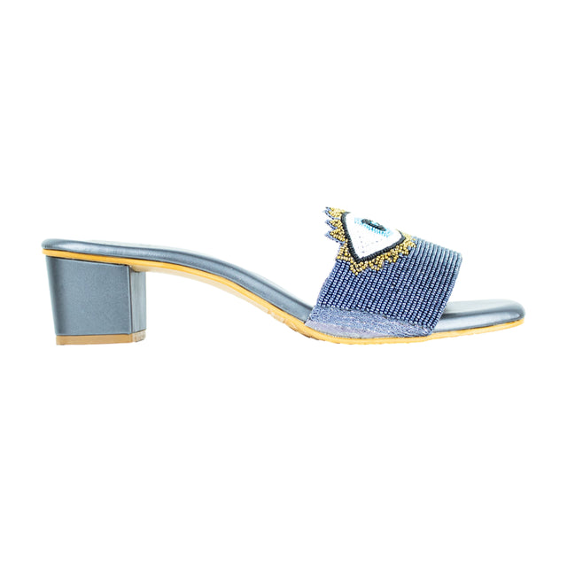 Muna Stylish Grey Block Heel Sandals