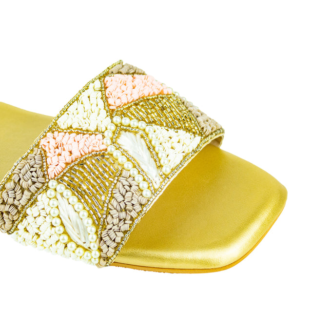 Hala Vibrant Gold Flat Slippers