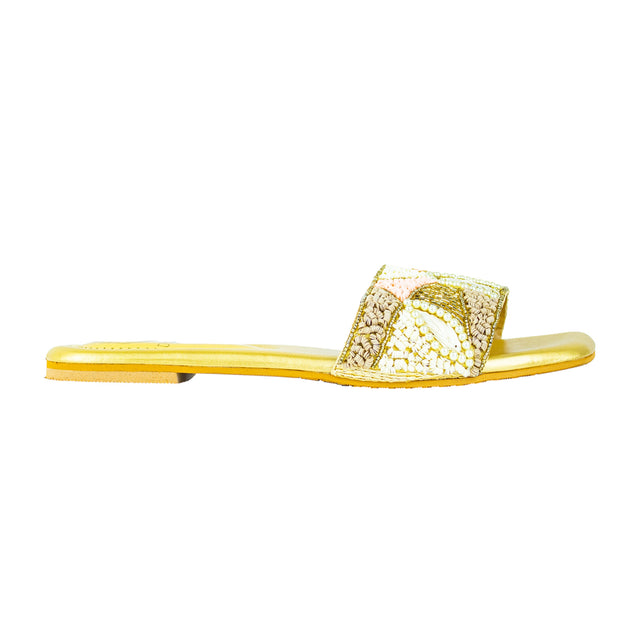 Hala Vibrant Gold Flat Slippers