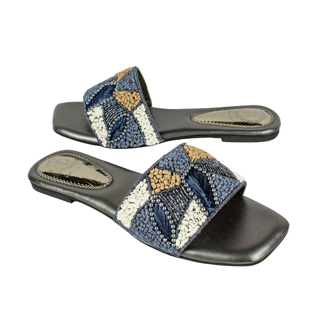 Hala Feminine-chic Grey Flat Slippers