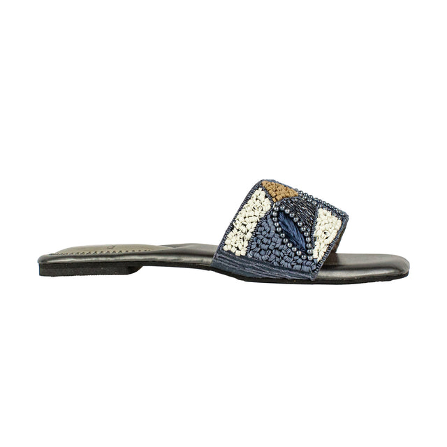 Hala Feminine-chic Grey Flat Slippers