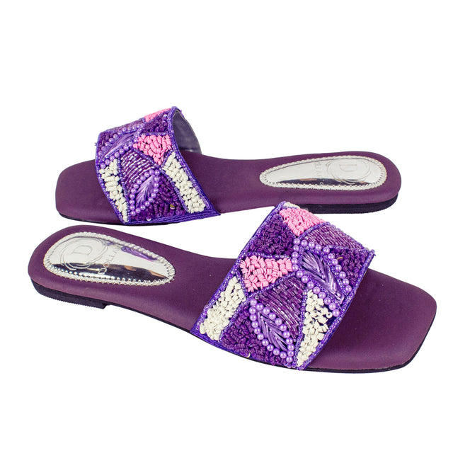 Hala Polished Purple Flat Slippers