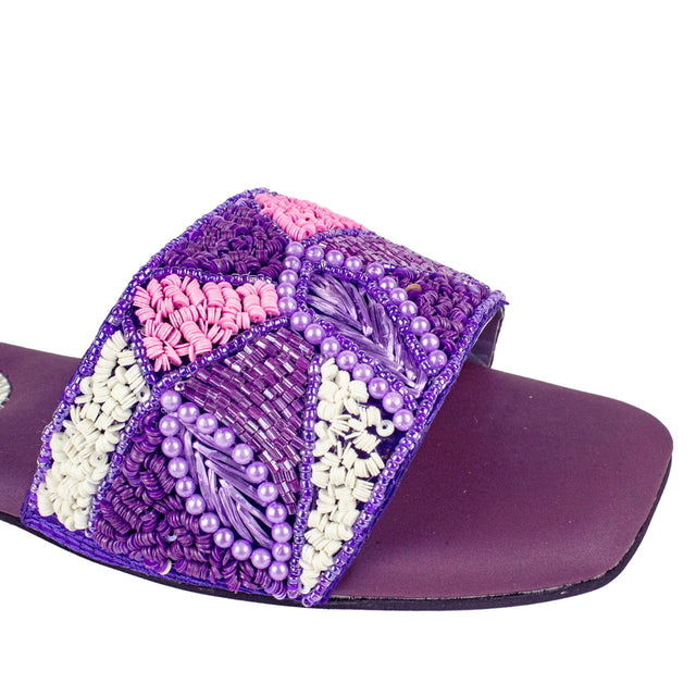 Hala Polished Purple Flat Slippers