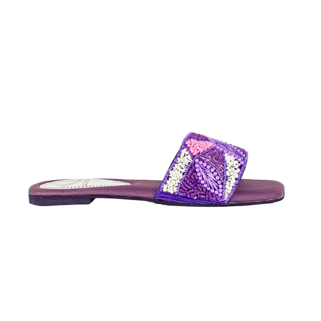 Hala Polished Purple Flat Slippers