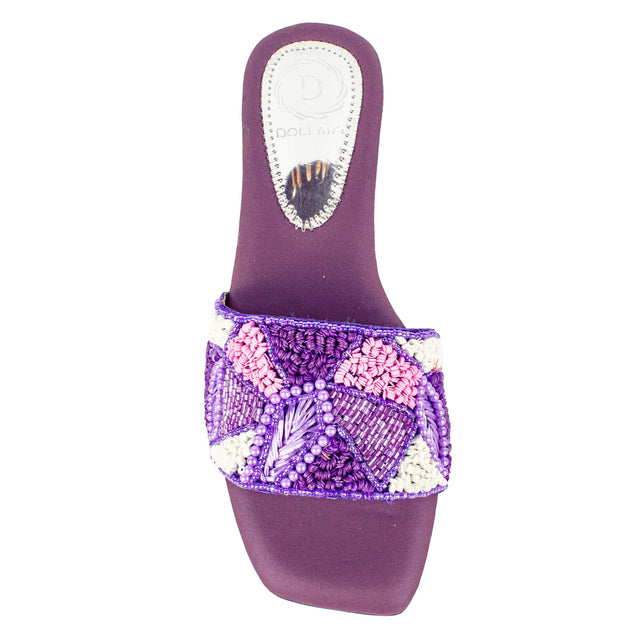 Hala Polished Purple Flat Slippers