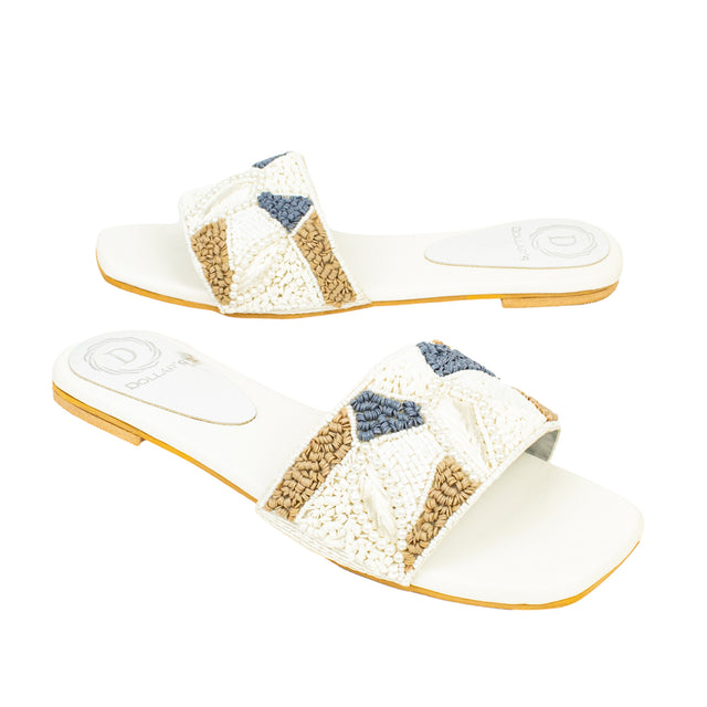 Hala Chic-casual White Flat Slippers