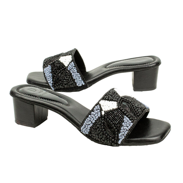 Hala Exclusive Black Block Heel Sandals