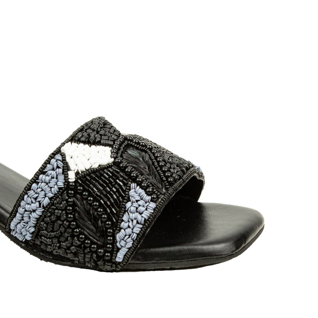 Hala Exclusive Black Block Heel Sandals