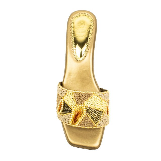 Hala Refined Bronze Block Heel Sandals