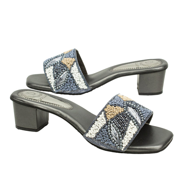 Hala Elevated Grey Block Heel Sandals
