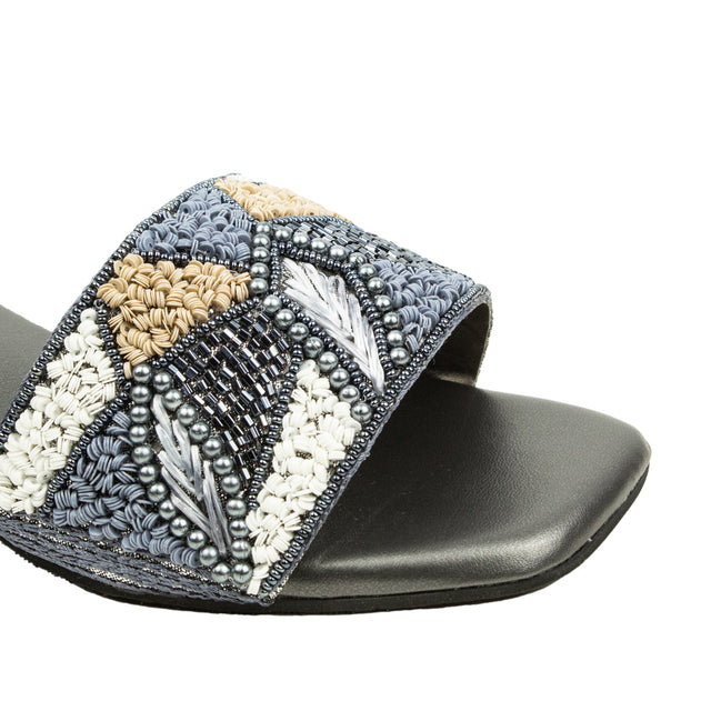 Hala Elevated Grey Block Heel Sandals