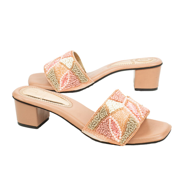 Hala Chic Rose Block Heel Sandals