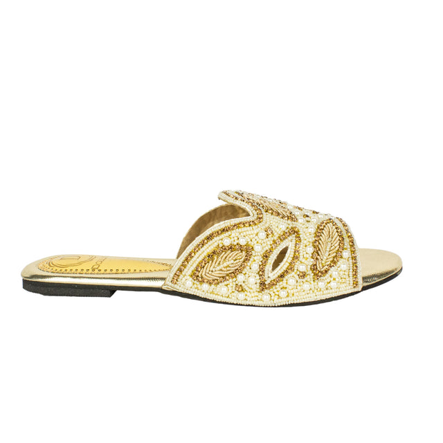 Women Cream Flat Sandals