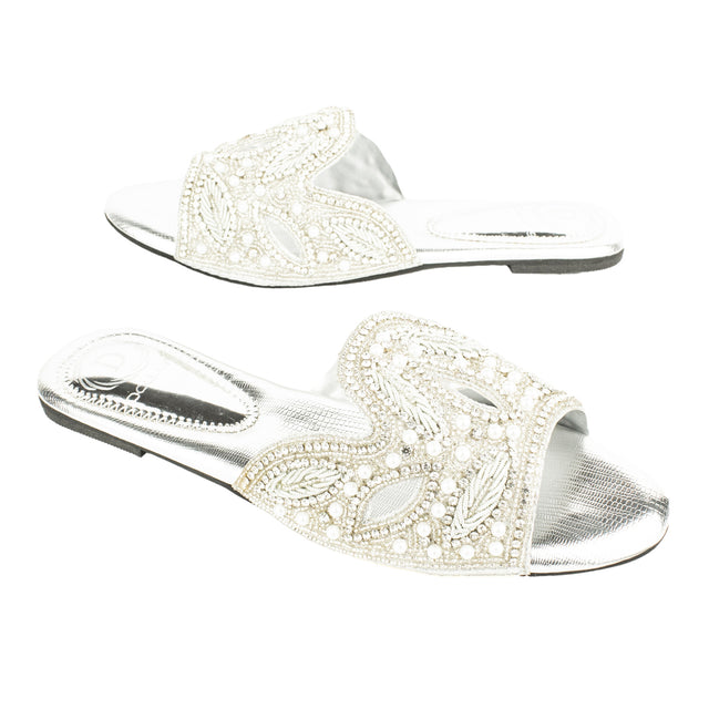 Women Silver Flat Sandals
