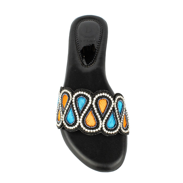 Modern Black Multicolour Flat Slippers