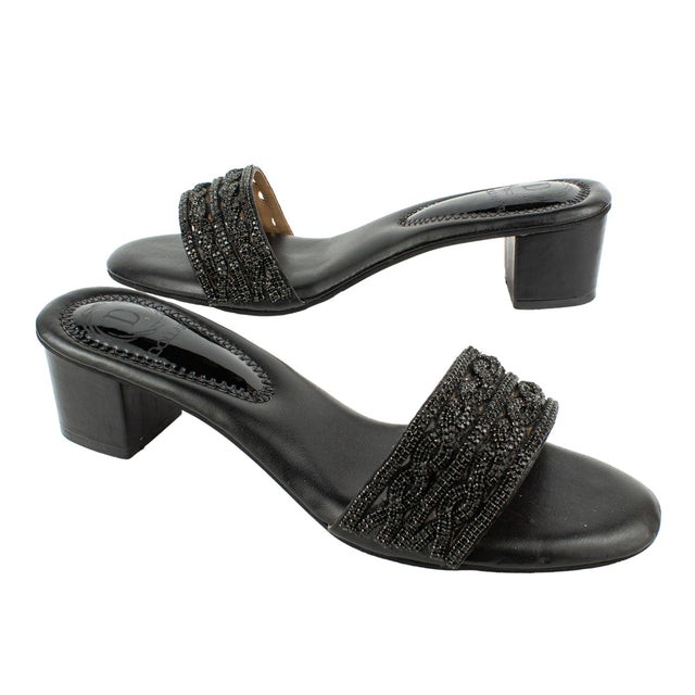 Modern Black Block Heel Sandals