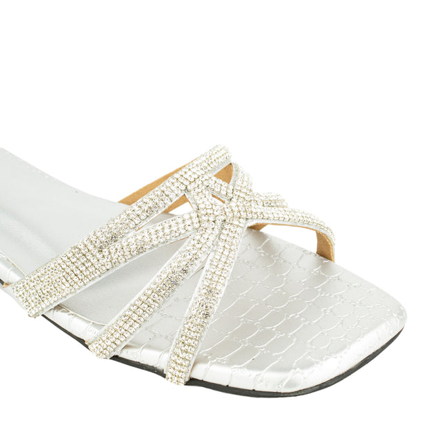 Exclusive Silver Flat Slippers