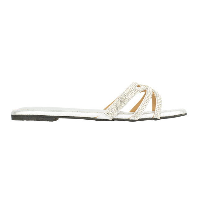 Exclusive Silver Flat Slippers