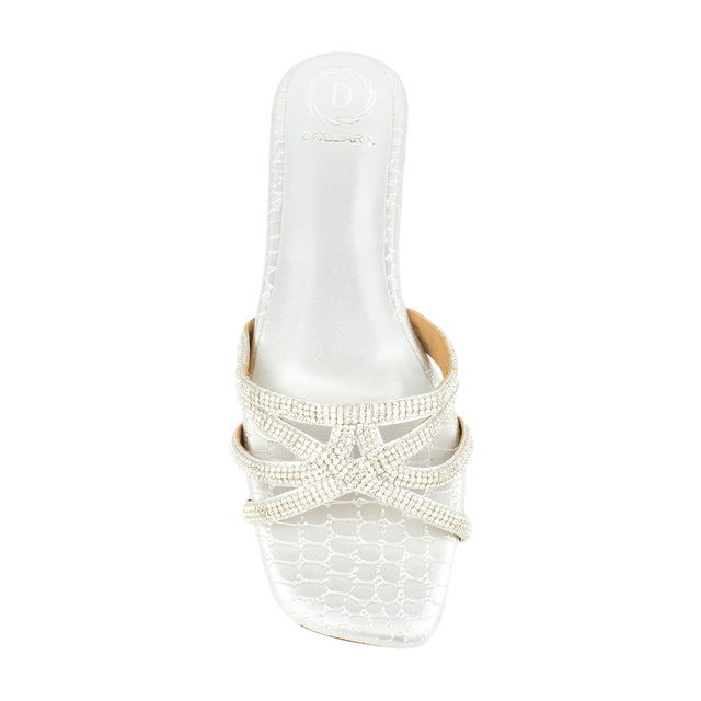 Exclusive Silver Flat Slippers