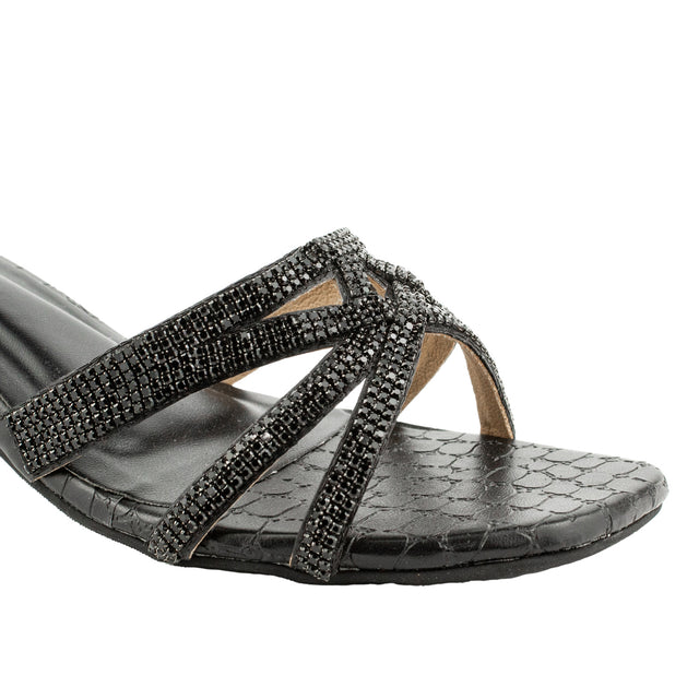 Luxe Black Block Heel Sandals