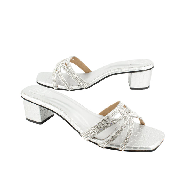 Striking Silver Block Heel Sandals