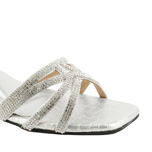 Striking Silver Block Heel Sandals