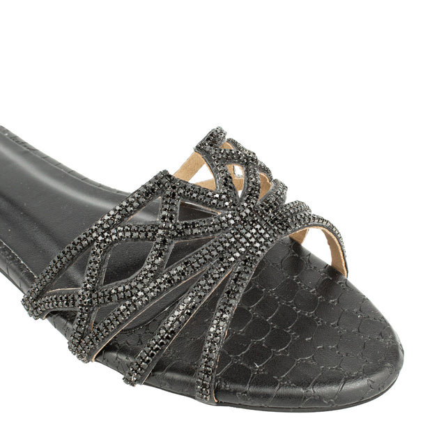 Arwa Couture-inspired Black Flat Slippers