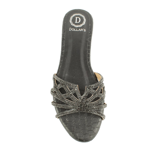 Arwa Couture-inspired Black Flat Slippers